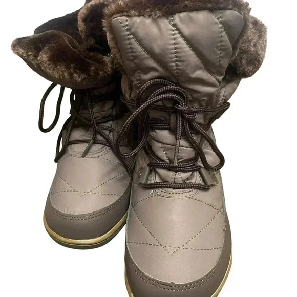 Refresh Hike 02 Faux Fur Trim Lace Up Boots in Olive and Brown Women’s size 8 - Picture 8 of 9